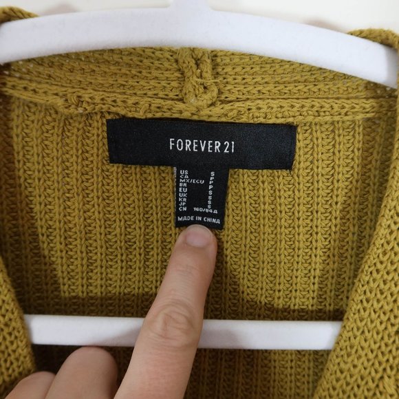 4/$25 FORVEVER 21 Size S Mustard Yellow Faux Wrap Chunky Knit Pullover Sweater - Picture 5 of 5